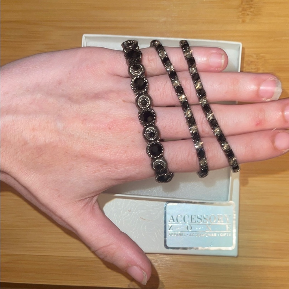 Elegant Black and Silver Bracelet Set